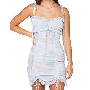 Skylar + Madison Tie Dye Ruched Mini Dress Blue Purple Size Small NWT